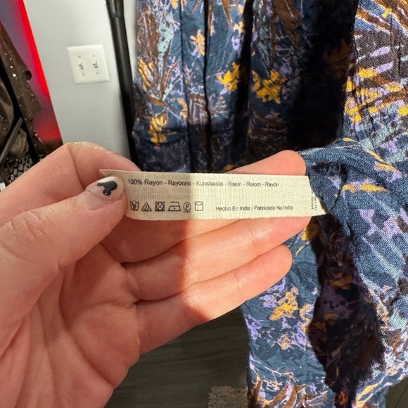 Free People El Porto Printed Wide Leg Romper Jumpsuit S Blue Boho Harem - Picture 10 of 11